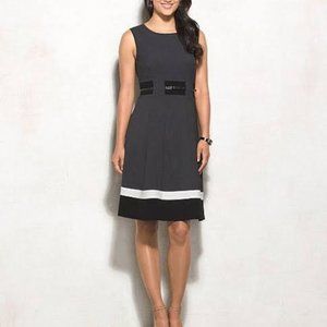 Calvin Klein CD4X1371 Colorblock Fit Flare Dress